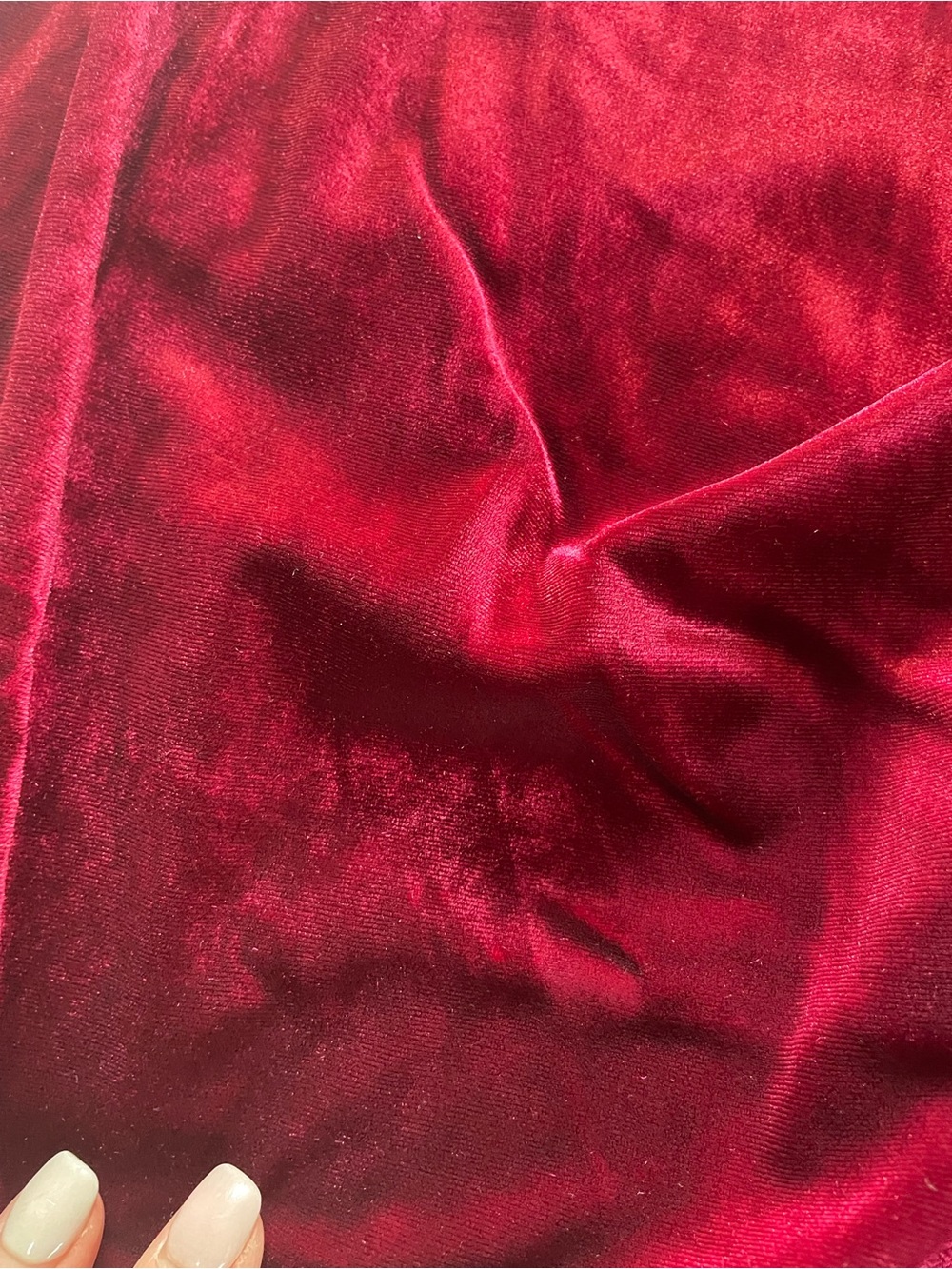 HALARA Velvet High-Low Maxi Skirt - Wine Red - Picture 4 of 5